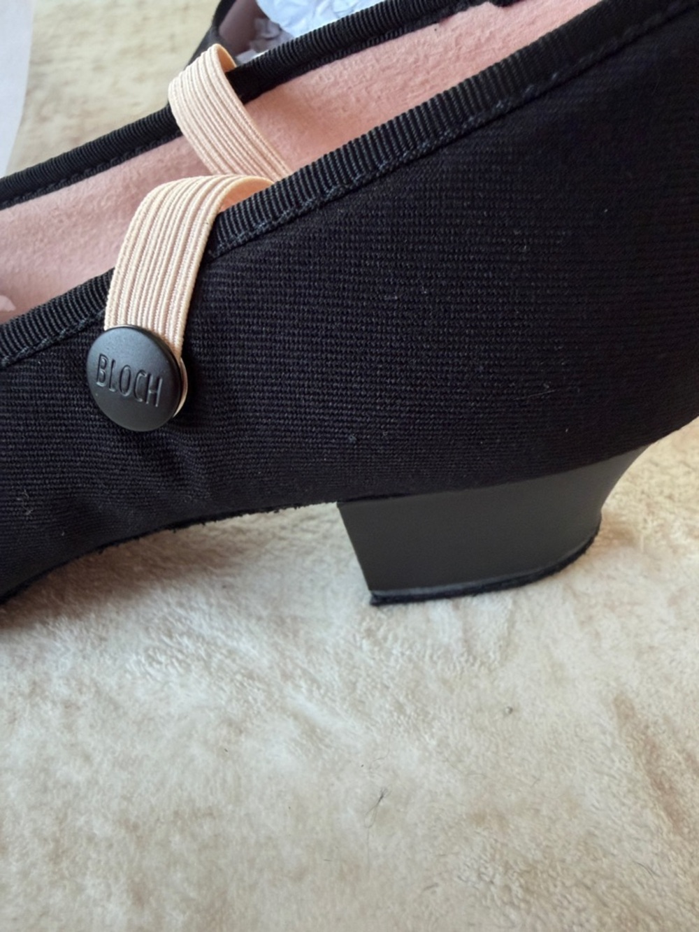 Bloch Black Mary Jane Flats with Cream Strap - Picture 4 of 5